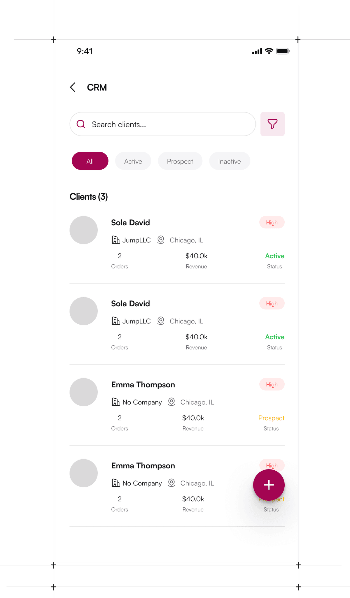 Thimblely CRM for managing fashion clients